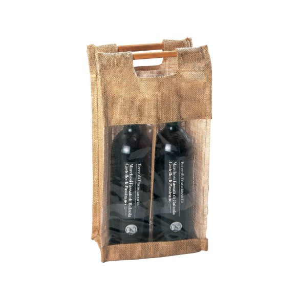 Borsa portabottiglie in juta