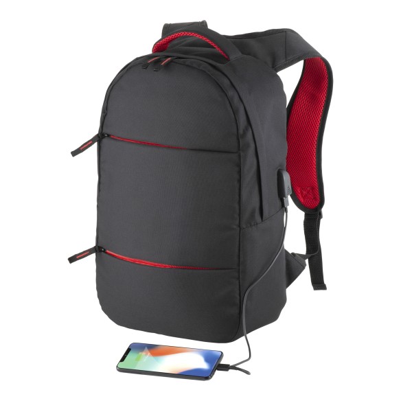 Zaino porta PC (15”) in poliestere 600D con porta USB