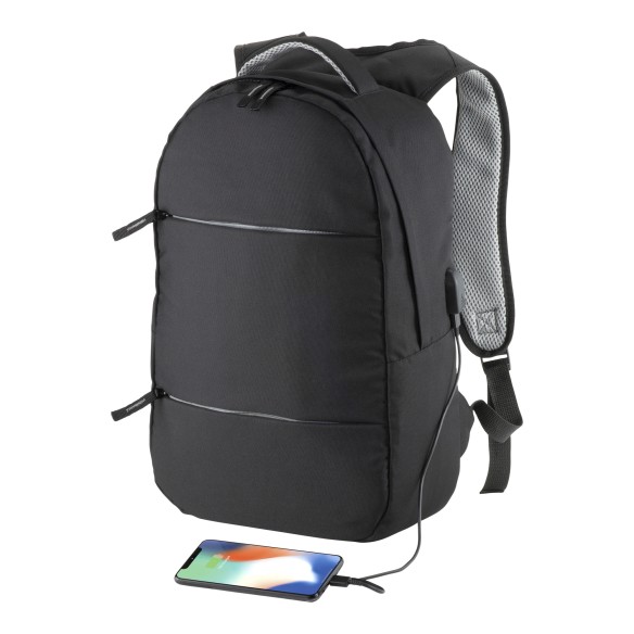 Zaino porta PC (15”) in poliestere 600D con porta USB