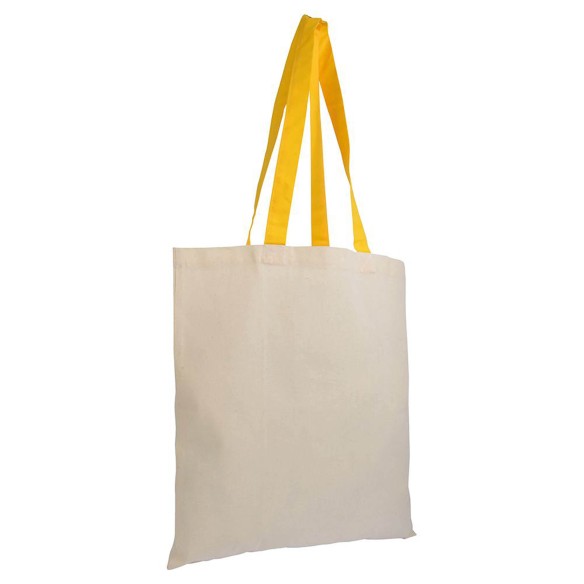 Shopper in cotone naturale manici colorati