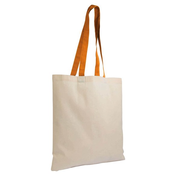Shopper in cotone naturale manici colorati