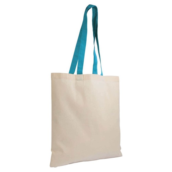 Shopper in cotone naturale manici colorati