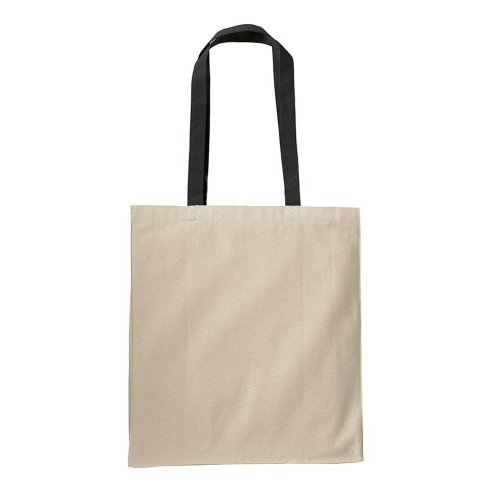 Shopper con soffietto in cotone naturale manici colorati