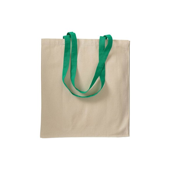 Shopper con soffietto in cotone naturale manici colorati