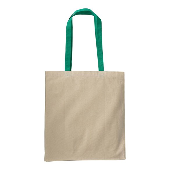 Shopper con soffietto in cotone naturale manici colorati
