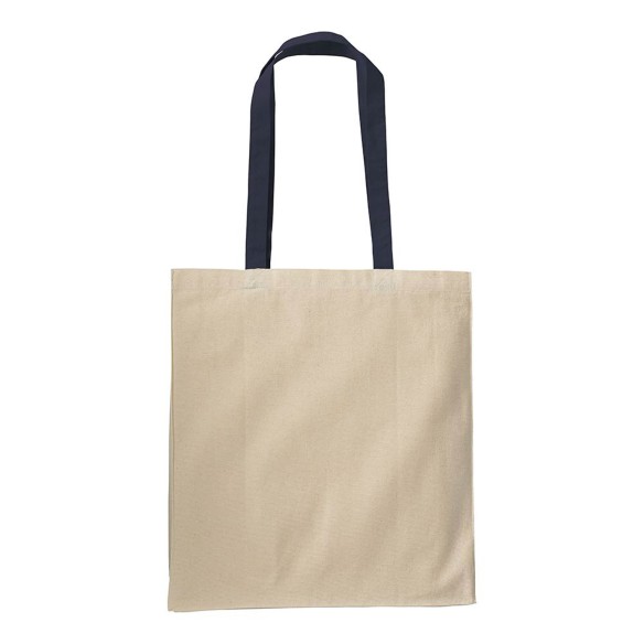 Shopper con soffietto in cotone naturale manici colorati