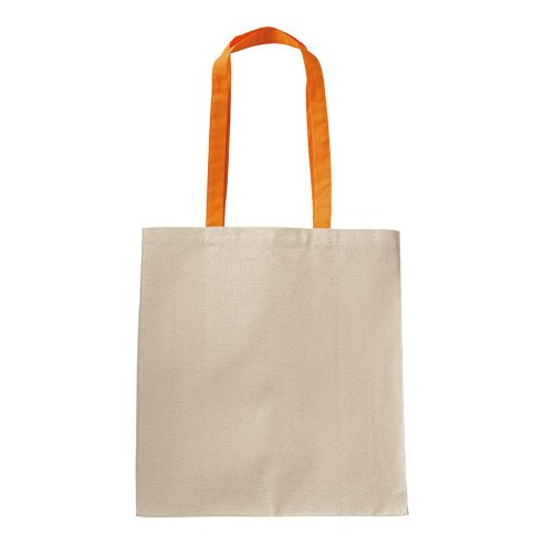 Shopper con soffietto in cotone naturale manici colorati