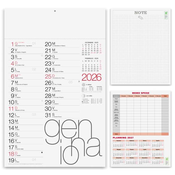 Calendario olandese mensile 12 fogli MODERNO