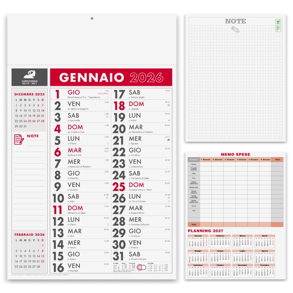 Calendario olandese mensile 12 fogli NOTES