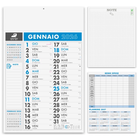 Calendario olandese mensile 12 fogli NOTES