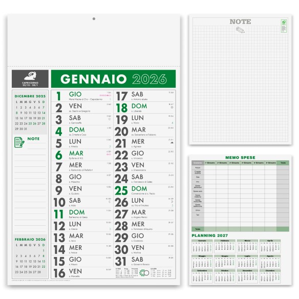 Calendario olandese mensile 12 fogli NOTES