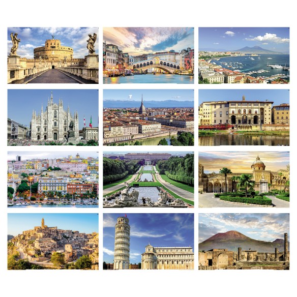Calendario illustrato mensile 12 fogli Città d'Italia