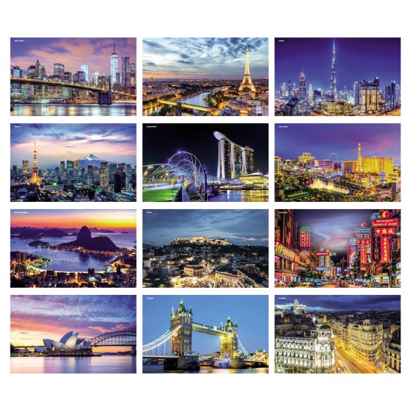 Calendario mensile 12 fogli Città di Notte