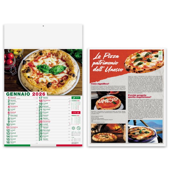 Calendario illustrato mensile 12 fogli PIZZA