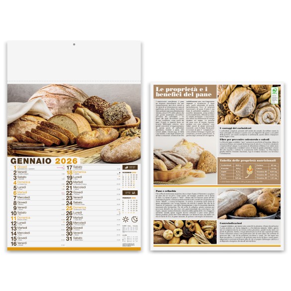 Calendario illustrato mensile 12 fogli PANE E PASTA