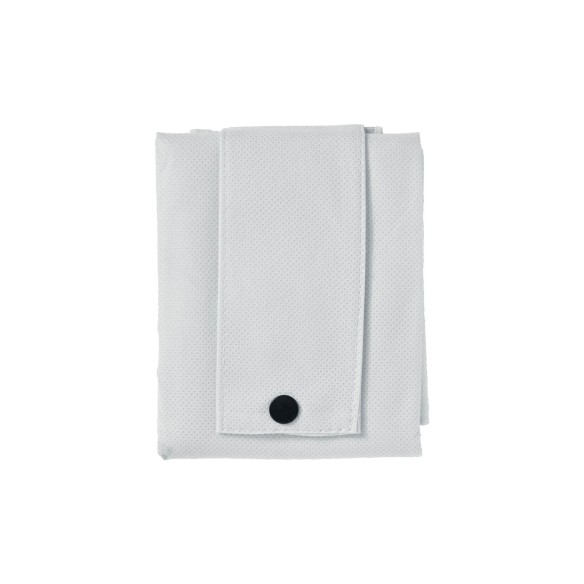 MOENA Borsa shopper ripiegabile in TNT 80 g/m² cucito. Soffietto alla base e manici corti.