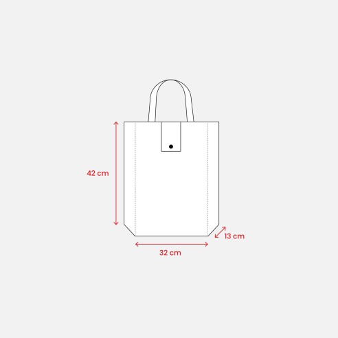 MOENA Borsa shopper ripiegabile in TNT 80 g/m² cucito. Soffietto alla base e manici corti.