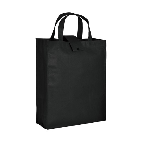 MOENA Borsa shopper ripiegabile in TNT 80 g/m² cucito. Soffietto alla base e manici corti.