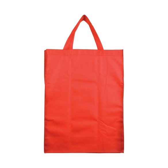 MOENA Borsa shopper ripiegabile in TNT 80 g/m² cucito. Soffietto alla base e manici corti.