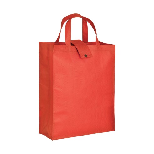 MOENA Borsa shopper ripiegabile in TNT 80 g/m² cucito. Soffietto alla base e manici corti.