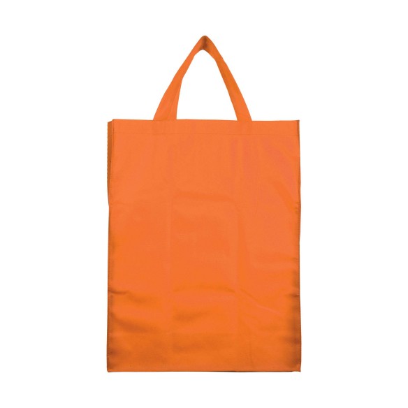 MOENA Borsa shopper ripiegabile in TNT 80 g/m² cucito. Soffietto alla base e manici corti.