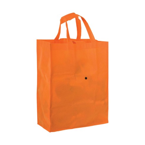 MOENA Borsa shopper ripiegabile in TNT 80 g/m² cucito. Soffietto alla base e manici corti.