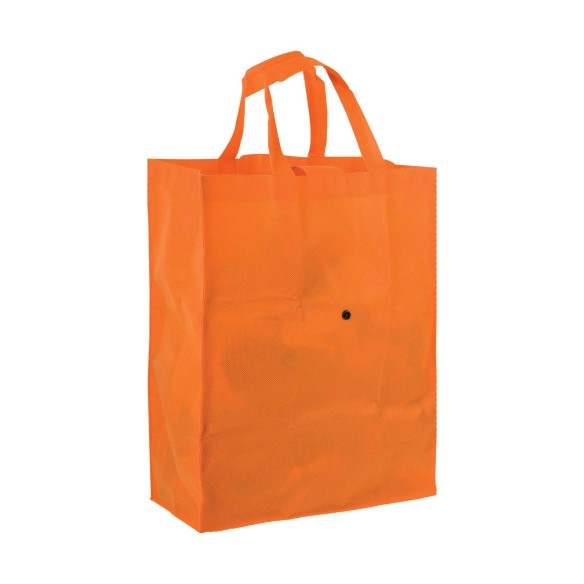MOENA Borsa shopper ripiegabile in TNT 80 g/m² cucito. Soffietto alla base e manici corti.