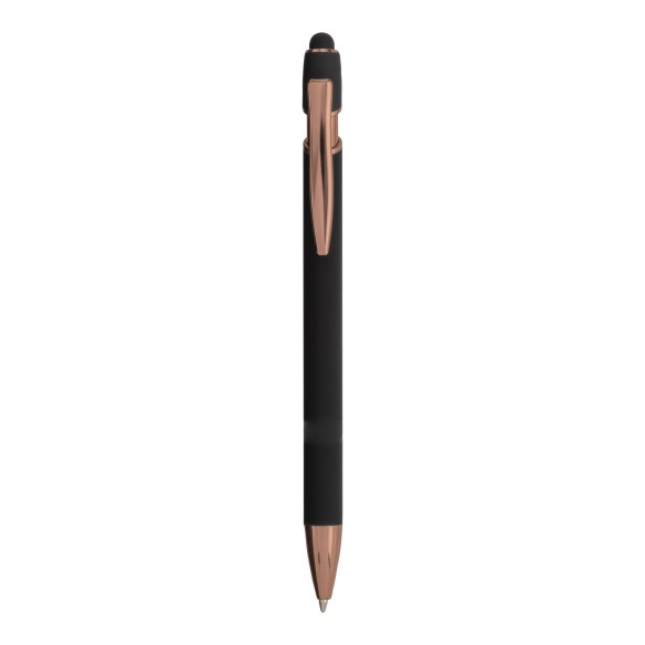 Penna a scatto in alluminio gommato finitura metallo golden rose