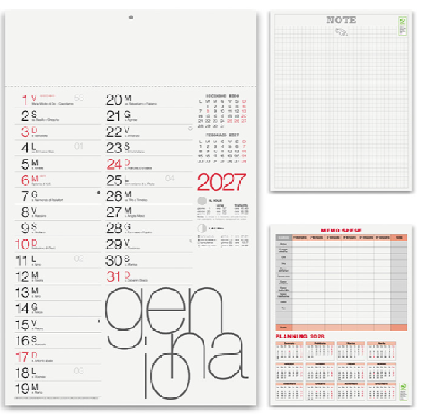 Calendario olandese mensile 12 fogli MODERNO