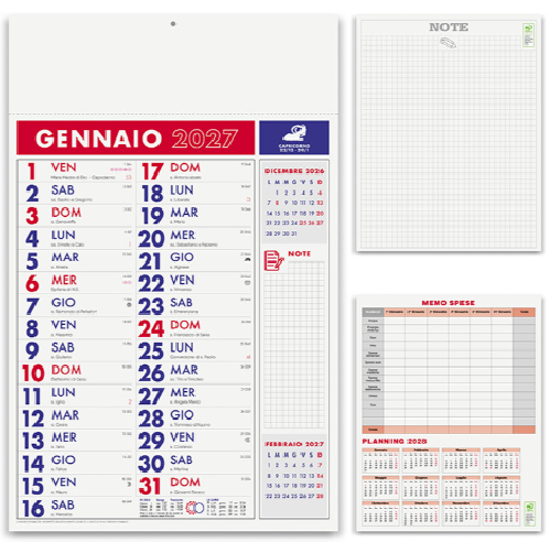 Calendario olandese mensile 12 fogli NOTES