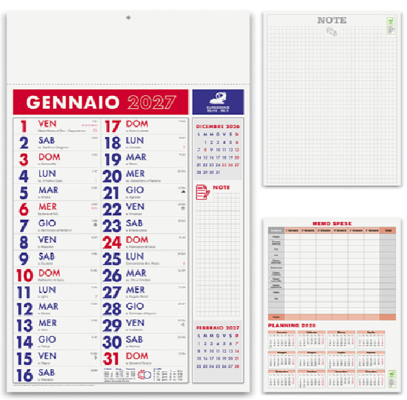 Calendario olandese mensile 12 fogli NOTES
