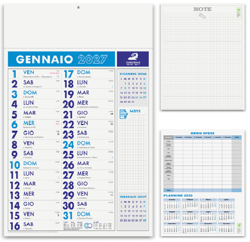 Calendario olandese mensile 12 fogli NOTES