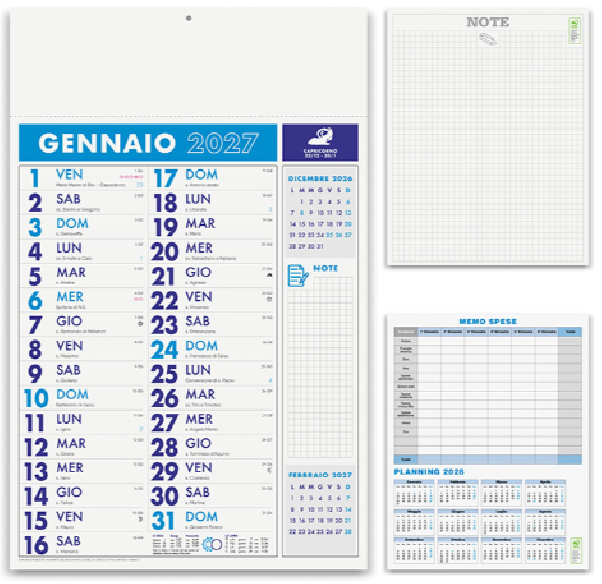 Calendario olandese mensile 12 fogli NOTES