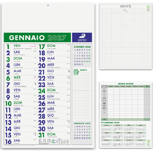 Calendario olandese mensile 12 fogli NOTES