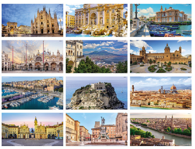 Calendario illustrato mensile 12 fogli Città d'Italia
