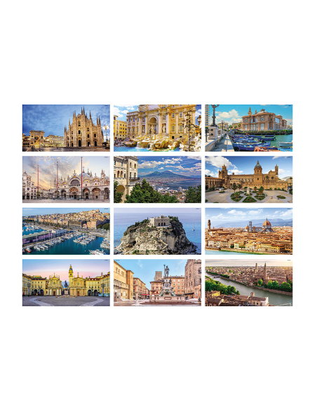 Calendario illustrato mensile 12 fogli Città d'Italia