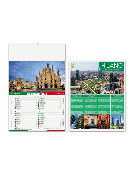 Calendario illustrato mensile 12 fogli Città d'Italia