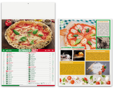Calendario illustrato mensile 12 fogli PIZZA