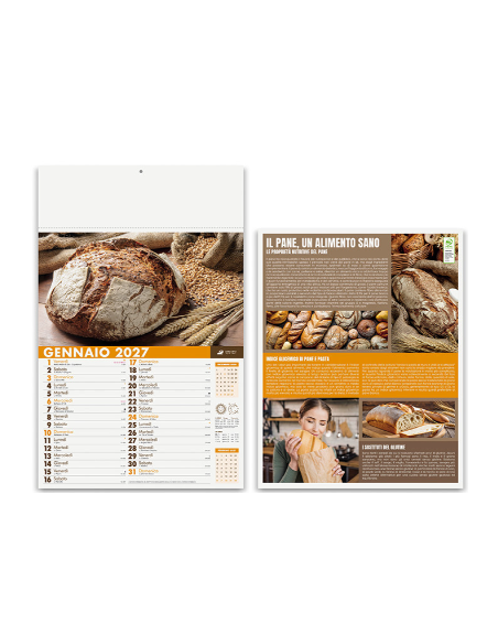 Calendario illustrato mensile 12 fogli PANE E PASTA